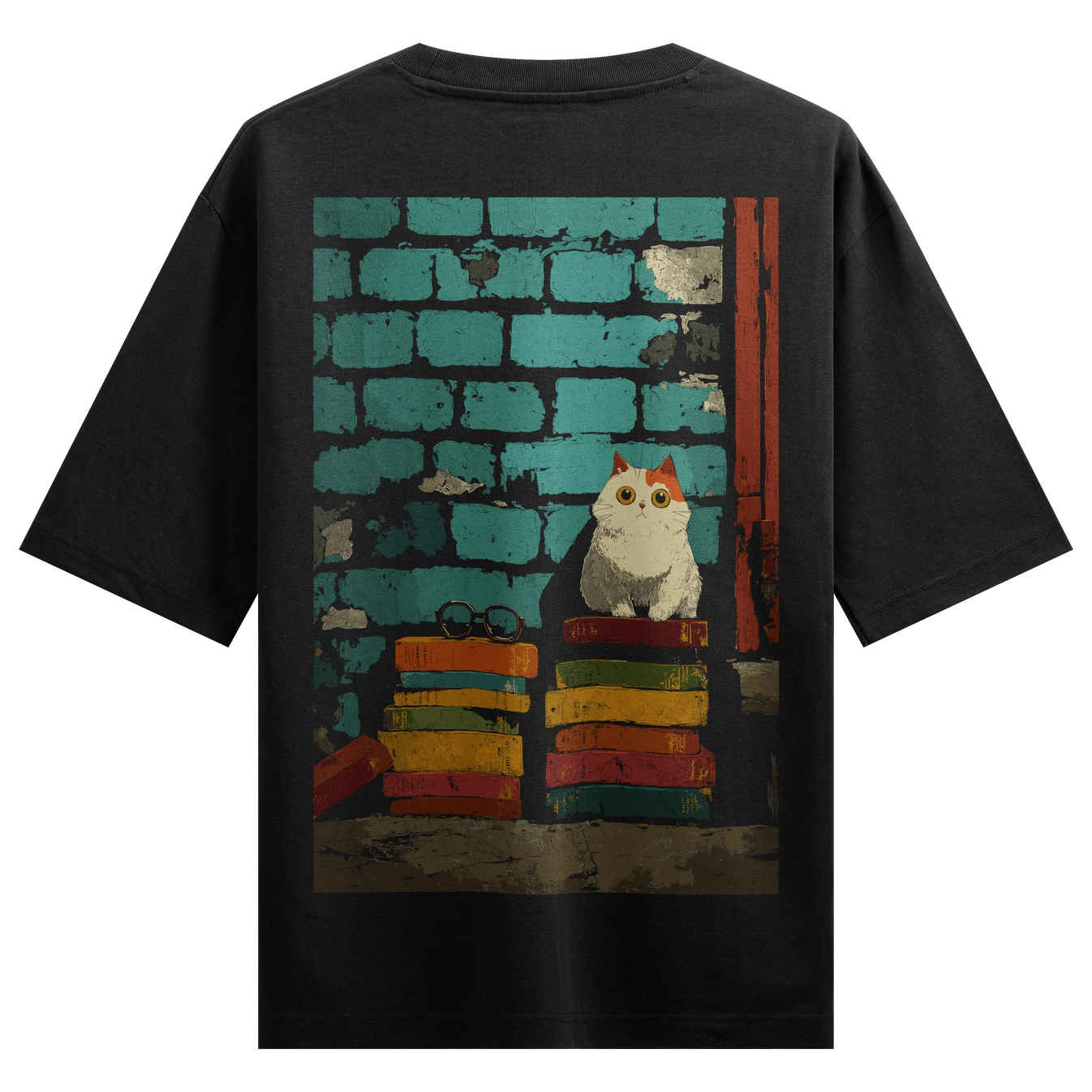Cat artwork on PRDGY oversized t-shirt