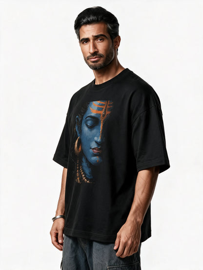 PRDGY Shiva Divine Oversized T-shirt — front-print T-shirt at three-quarter angle