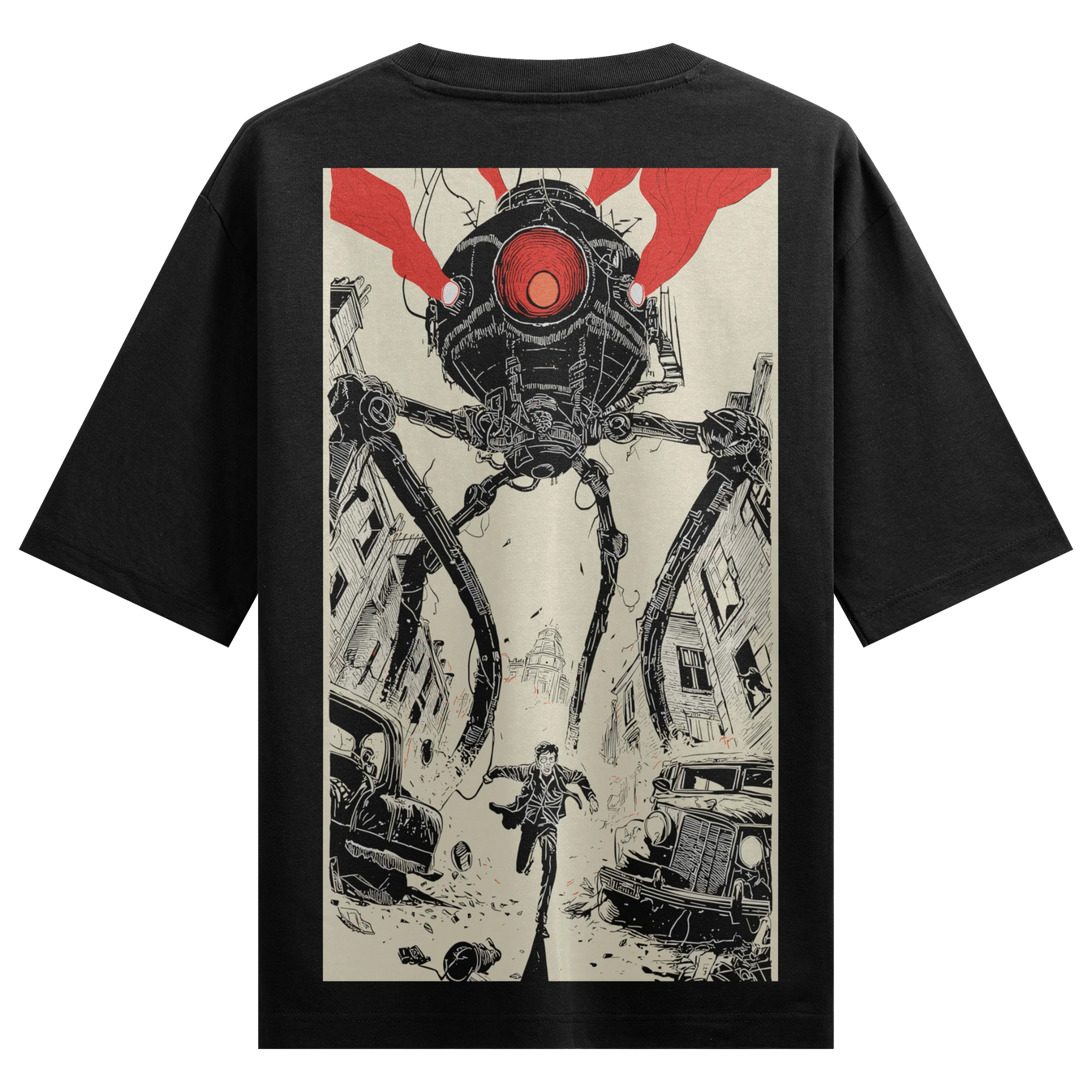 War Of The Worlds artwork on PRDGY oversized t-shirt