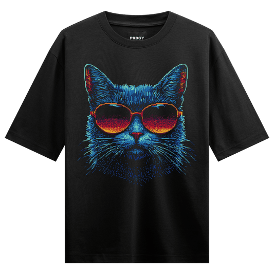 Prdgy Techno Cat Front Oversized T-Shirt - PRDGY