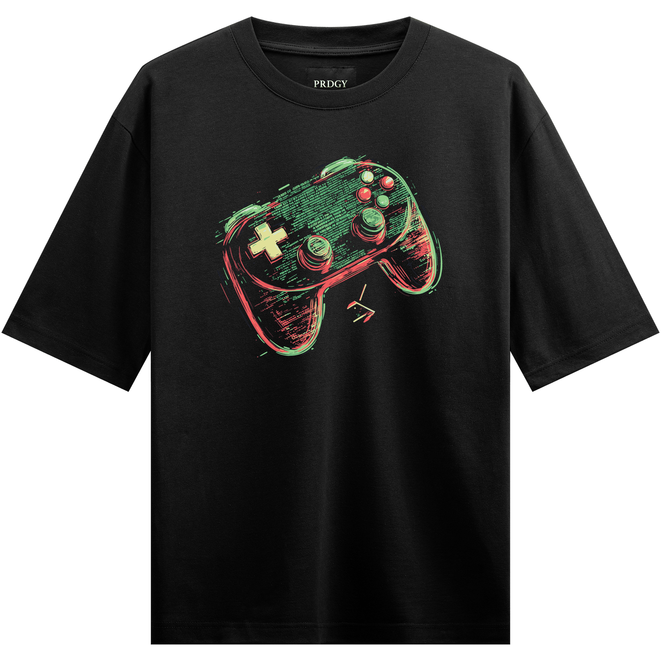 Video Game Controller artwork on PRDGY oversized t-shirt