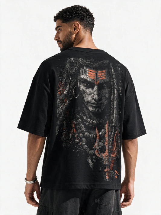 The Destroyer Oversized T-shirt — back-print T-shirt on model