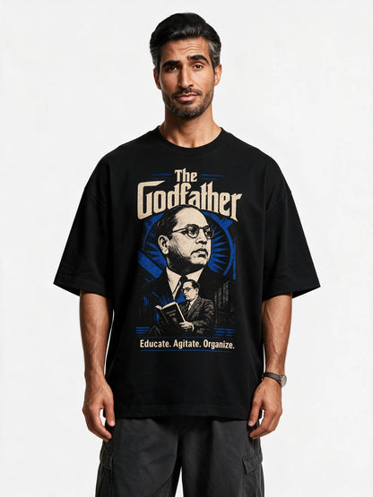 PRDGY The Godfather Oversized T-shirt — front-print T-shirt on model