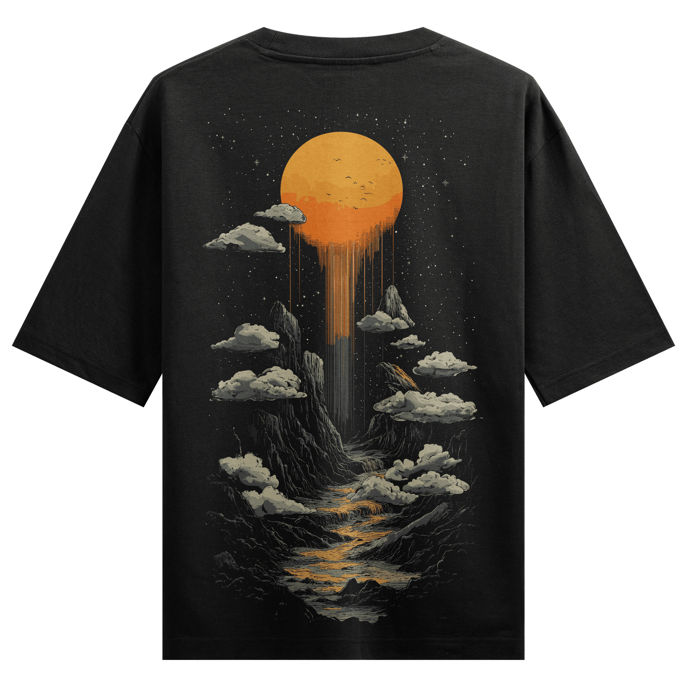 Cosmic Landscape artwork on PRDGY oversized t-shirt