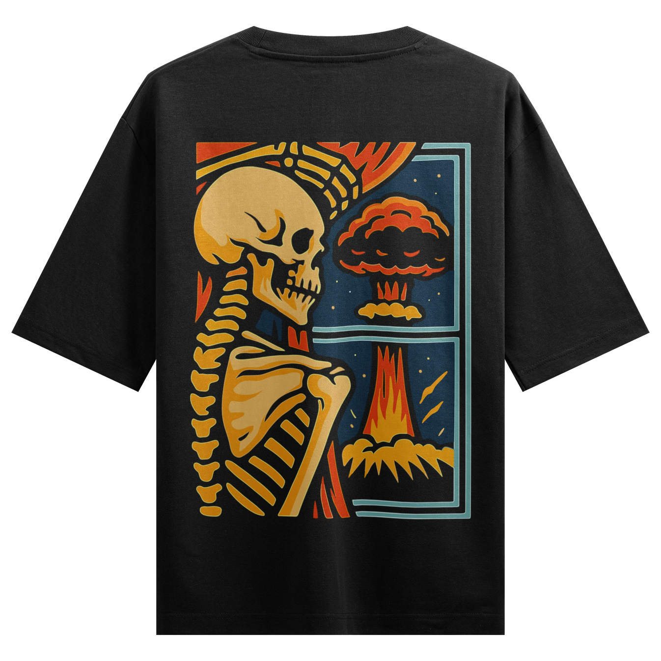 Skeleton Graphic artwork on PRDGY oversized t-shirt