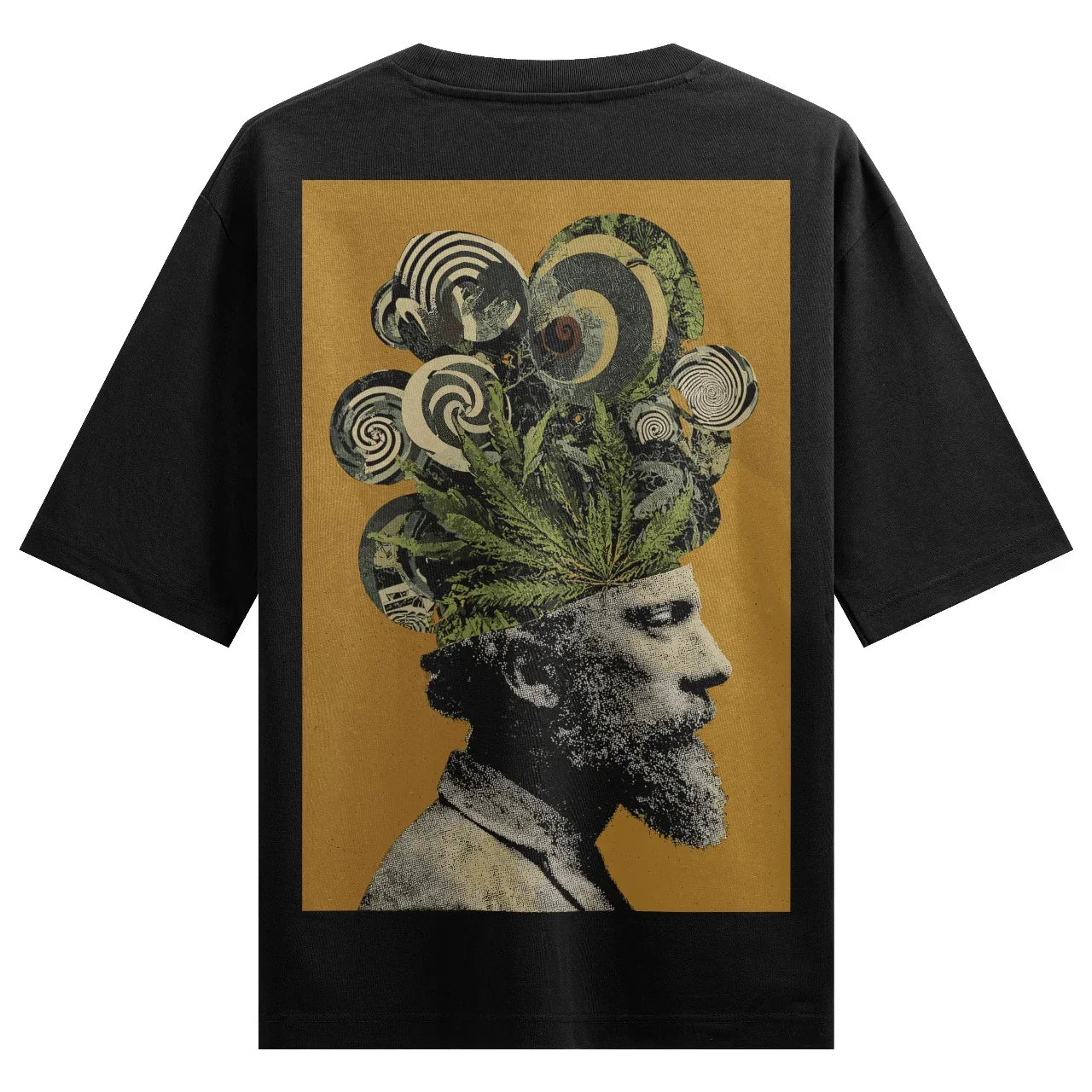 Cannabis artwork on PRDGY oversized t-shirt