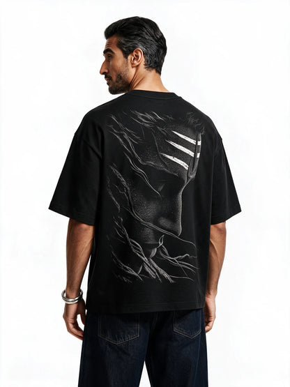PRDGY vairagya Oversized T-shirt — back-print T-shirt on model