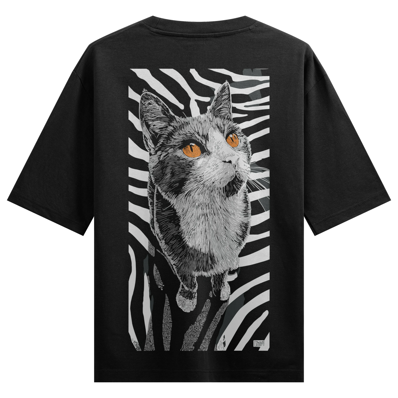 Funny Cat artwork on PRDGY oversized t-shirt
