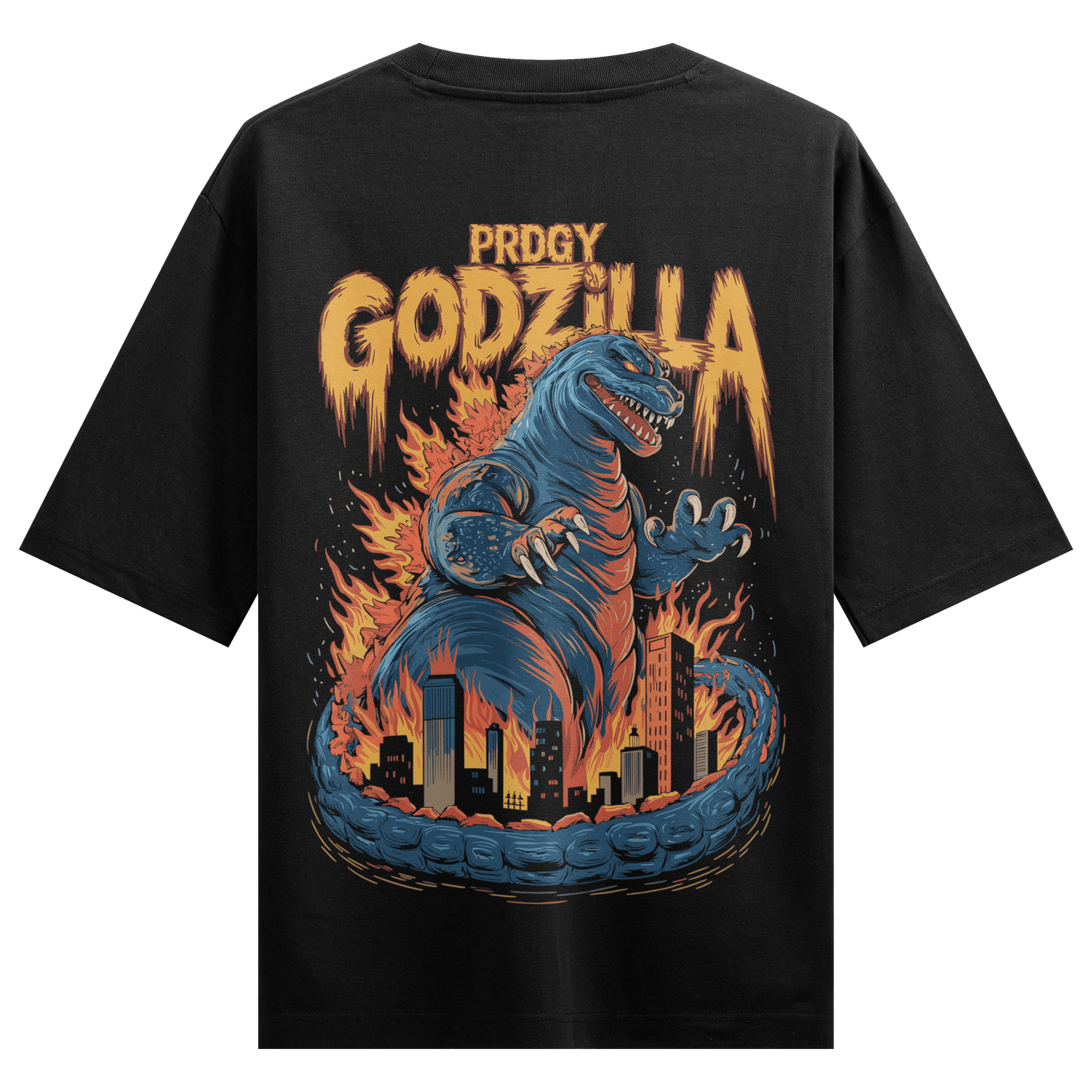 Godzilla artwork on PRDGY oversized t-shirt
