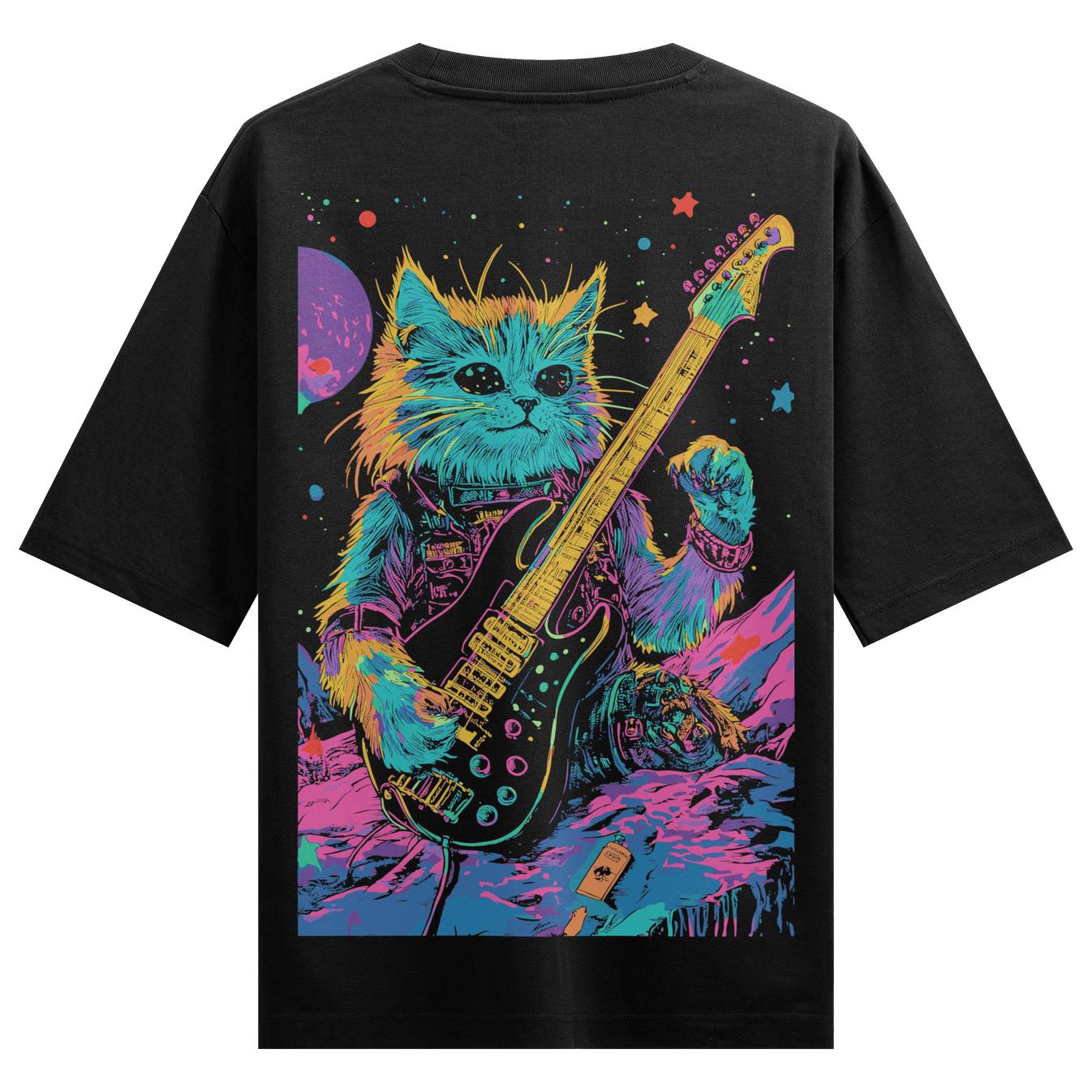 Funny Cat artwork on PRDGY oversized t-shirt