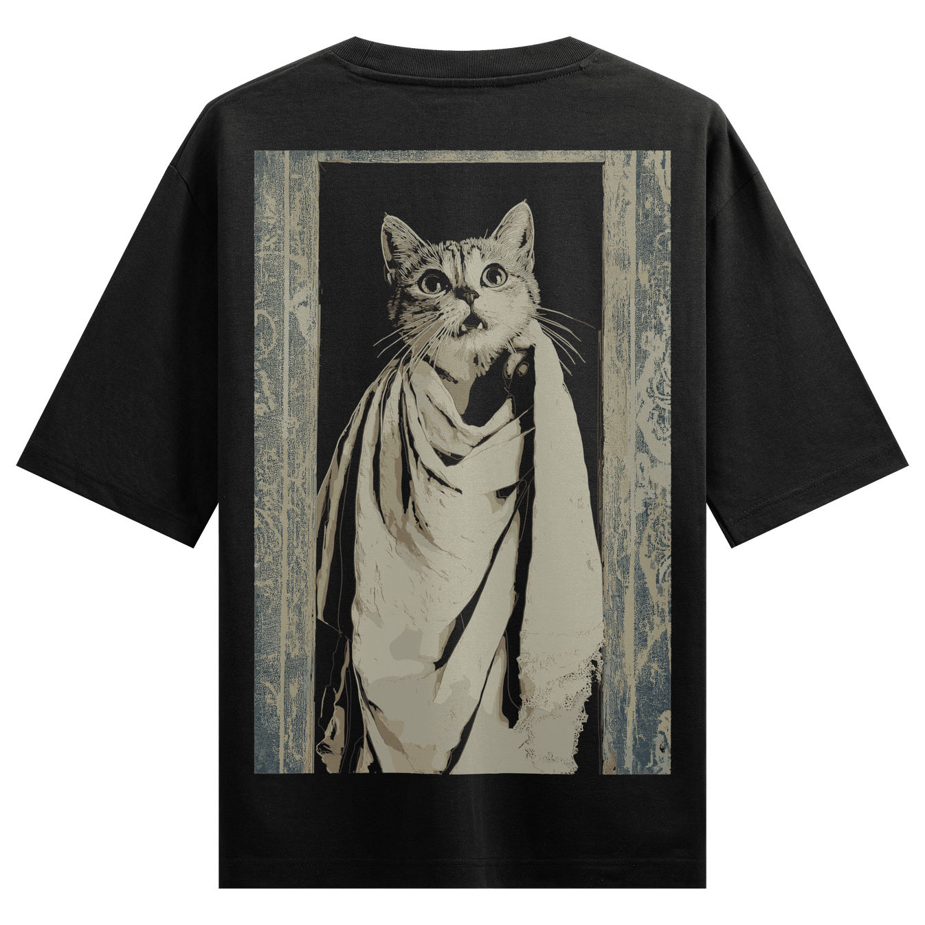 Funny Cat artwork on PRDGY oversized t-shirt