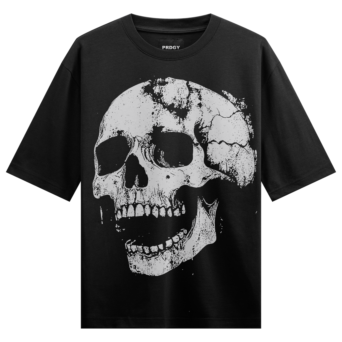 Gothic Skull artwork on PRDGY oversized t-shirt