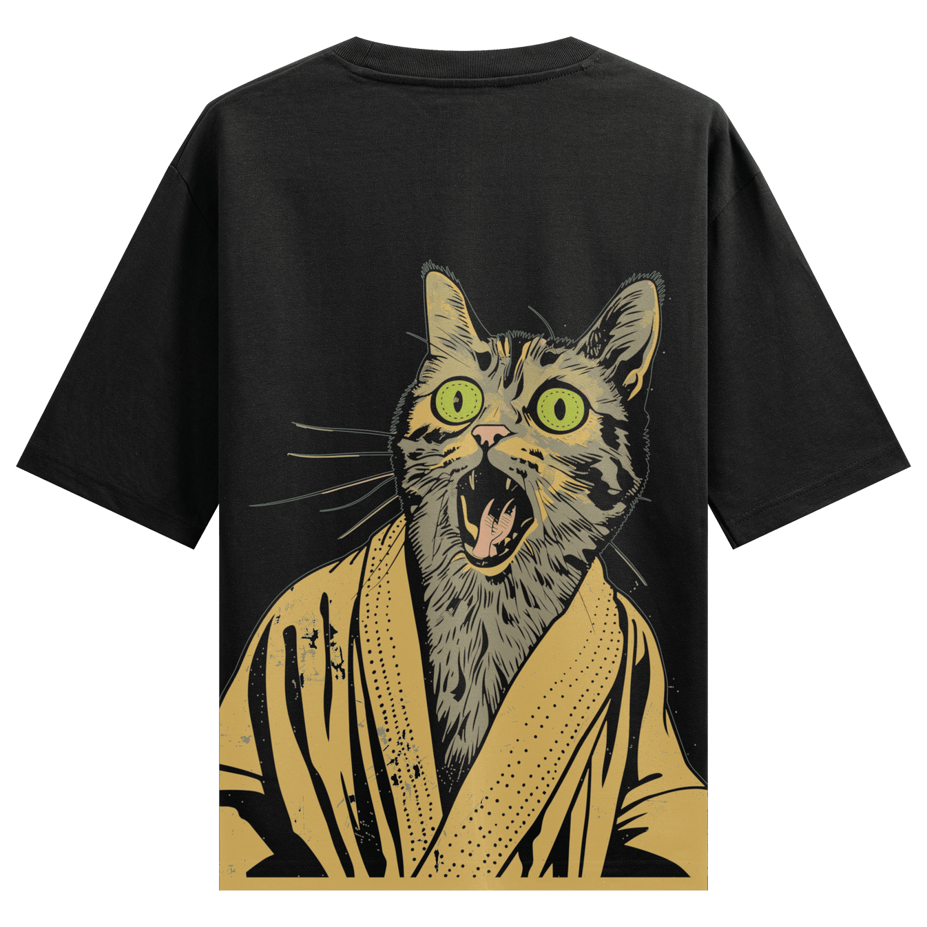 Funny Cat artwork on PRDGY oversized t-shirt