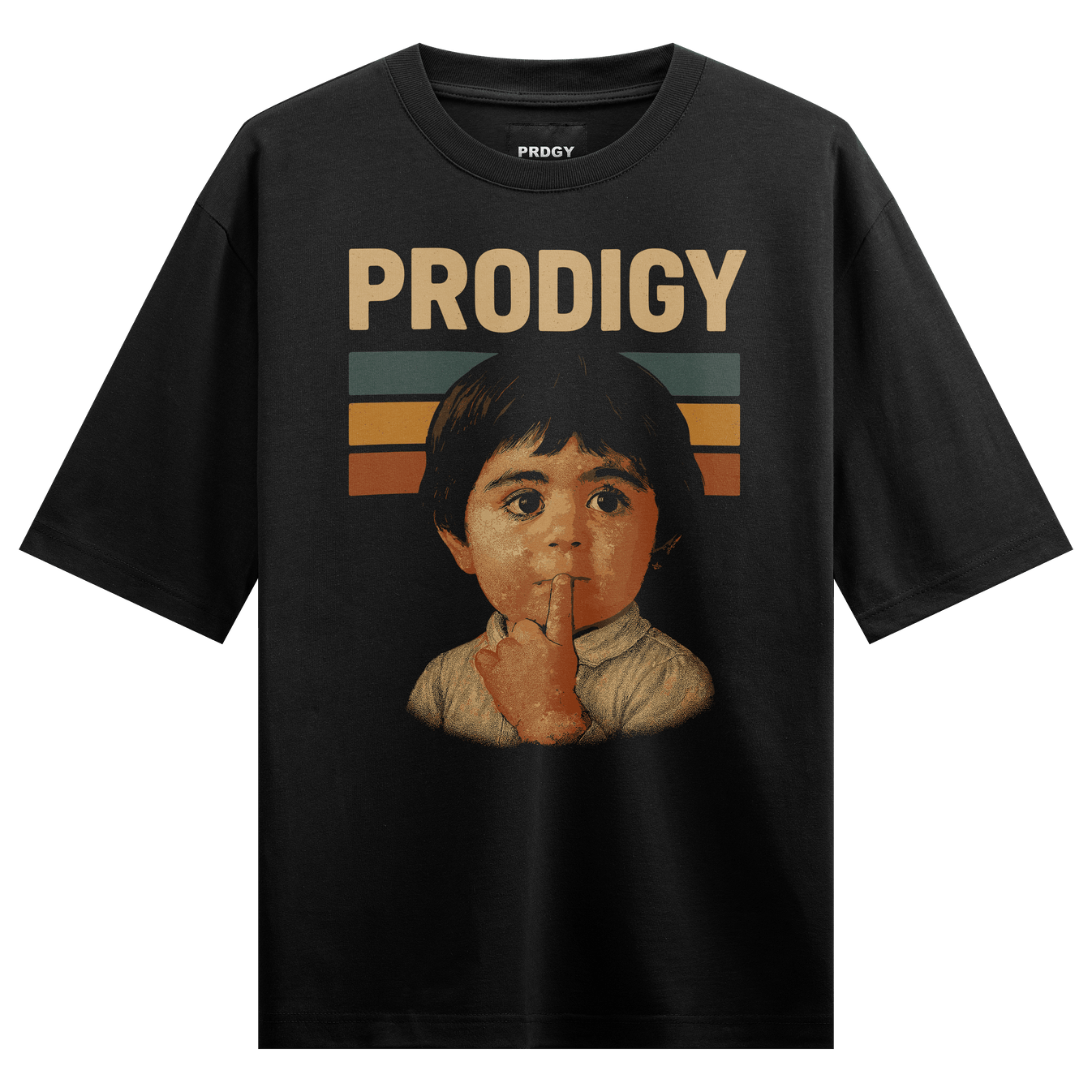 The Prodigy artwork on PRDGY oversized t-shirt