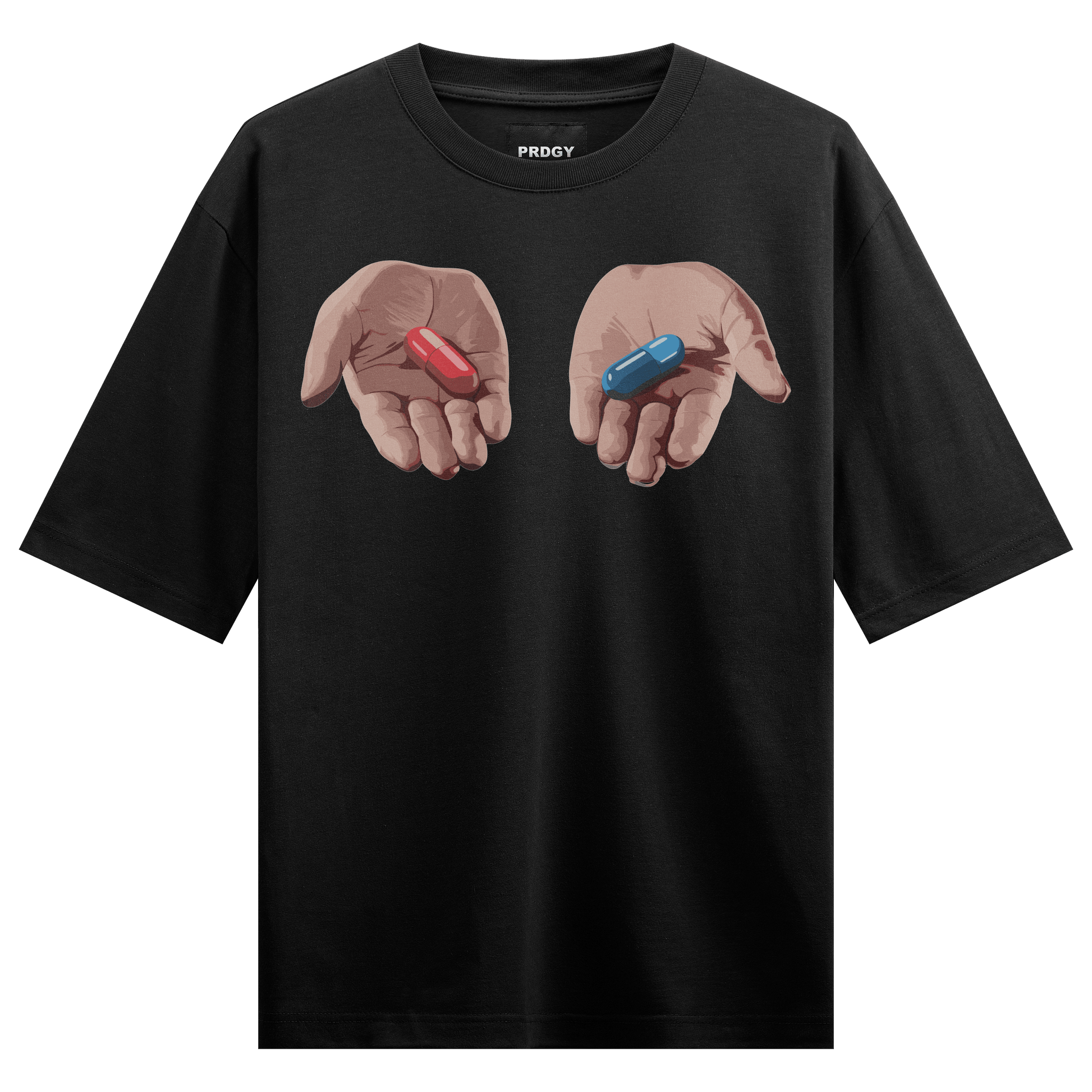 Red Pill Blue Pill 2 Front Oversized T-Shirt - PRDGY