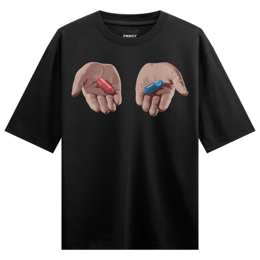 Red Pill Blue Pill 2 Front Oversized T-Shirt - PRDGY