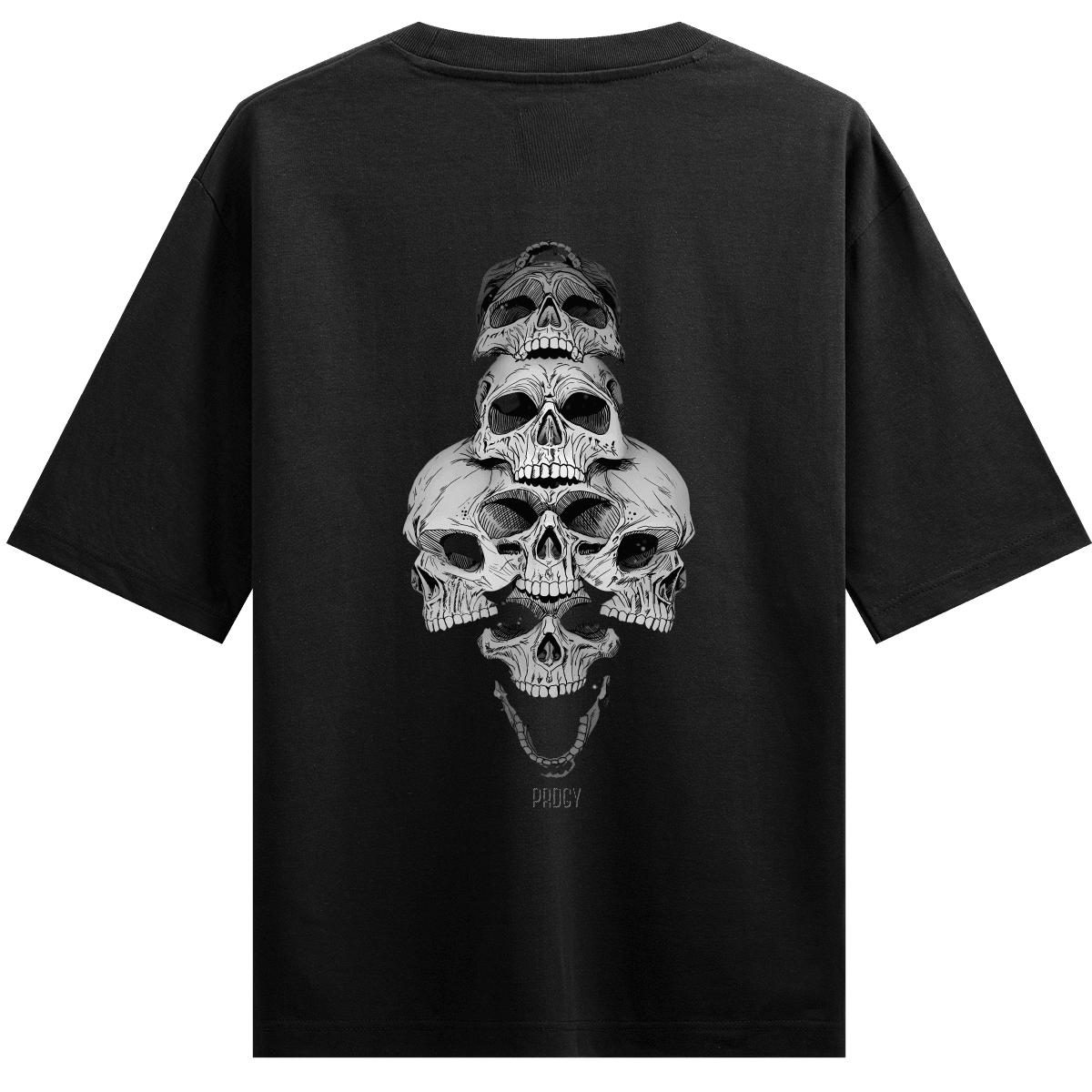Gothic Skull artwork on PRDGY oversized t-shirt