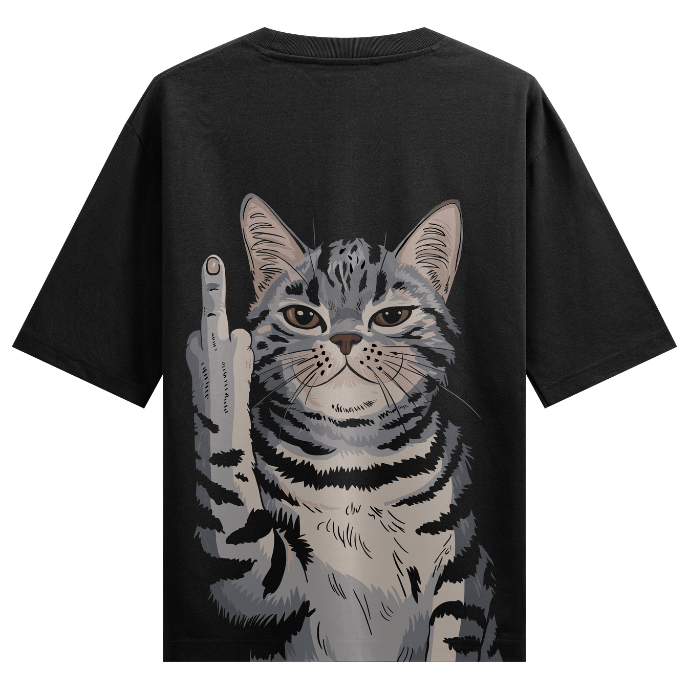 Funny Cat artwork on PRDGY oversized t-shirt