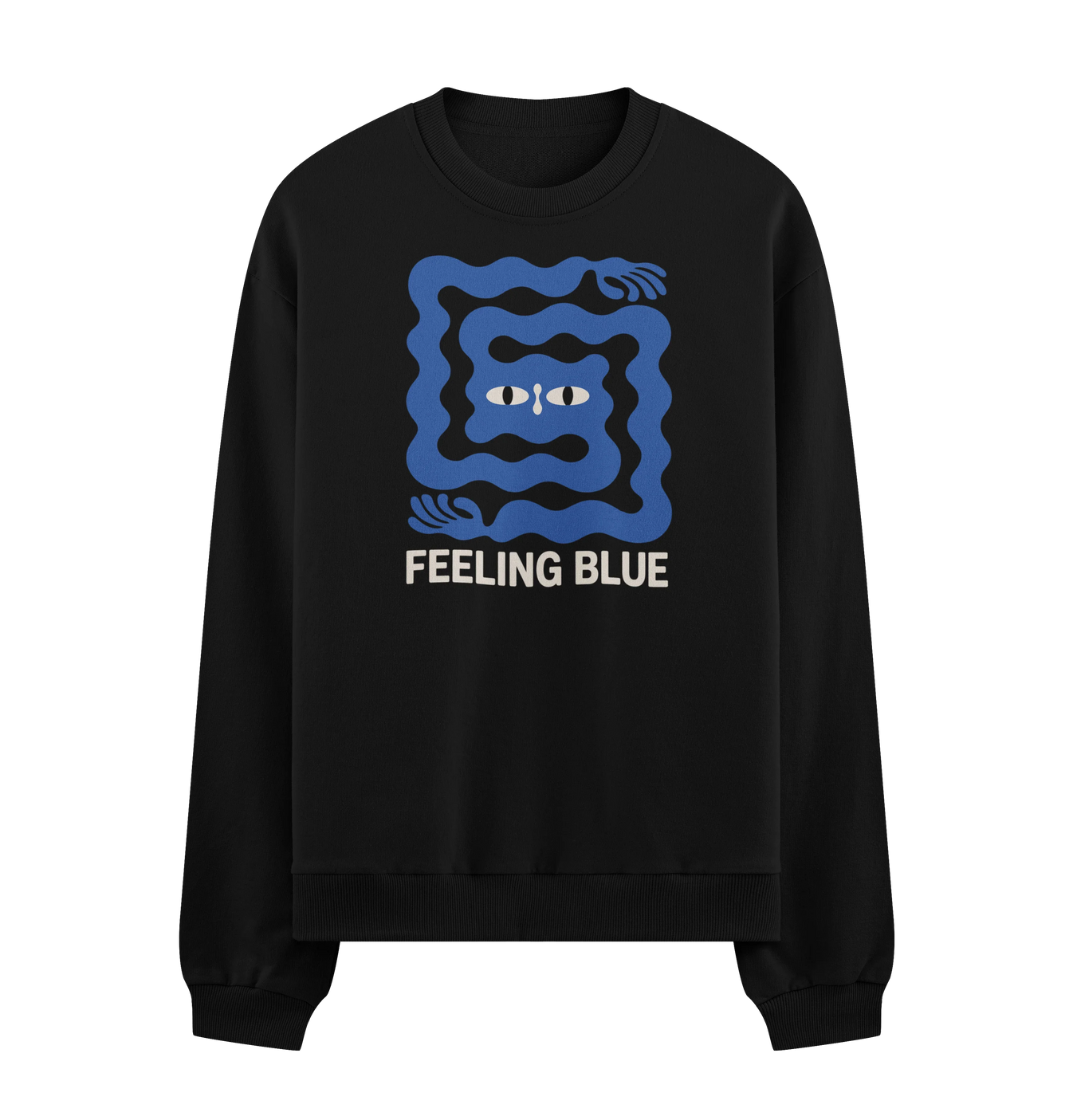 FEELING BLUE artwork on PRDGY sweatshirt