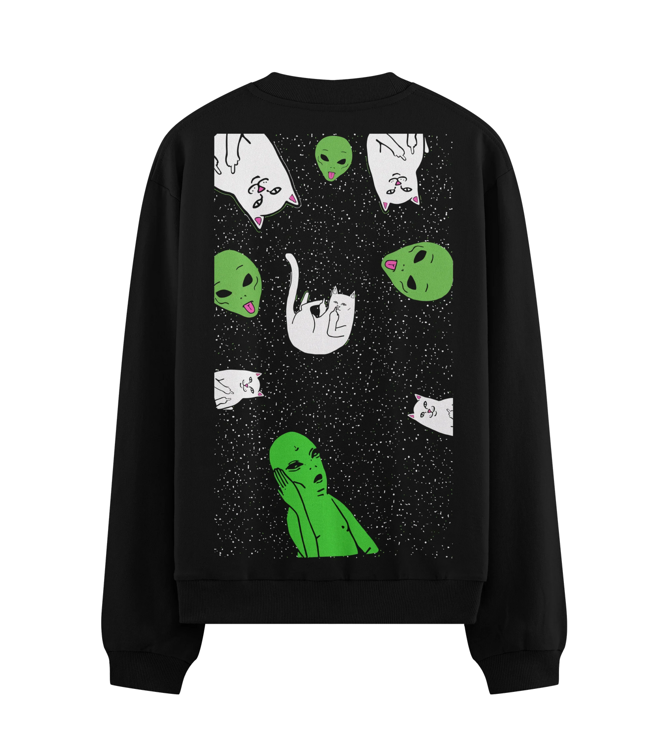 Alien Cat artwork on PRDGY sweatshirt