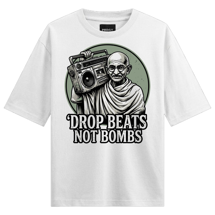 Peace Beats Oversized White T-Shirt
